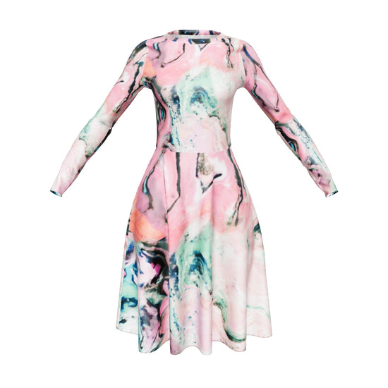 Frozen Fred All-Over Print Long Sleeve Midi Dress